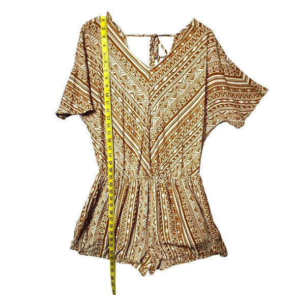 Kori America Womens Tribal Print Short-Sleeve Romper V-Neck Medium Cotton Blend - Picture 9 of 10